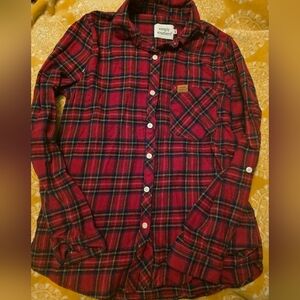Simply Southern Red Plaid Flannel Button-Up Shirt Size Small Womens